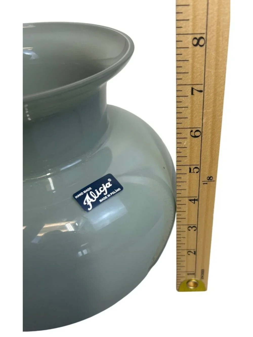 Alicja Handmade Art Glass Vase Gray Cased Glass Hand Blown Poland Modern Decor